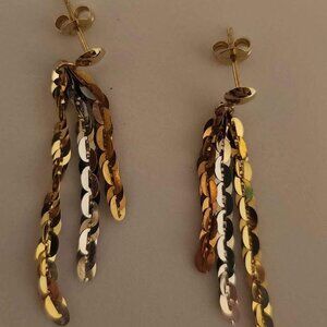 14K tri-color dangle earrings